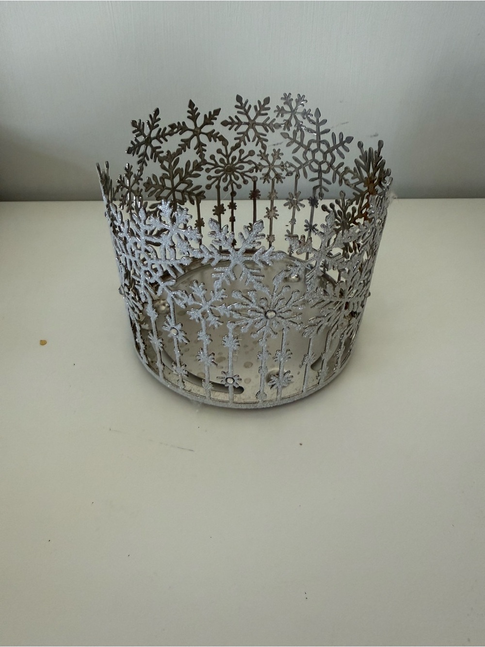 Snowflake Candle Holder - Silver Glitter